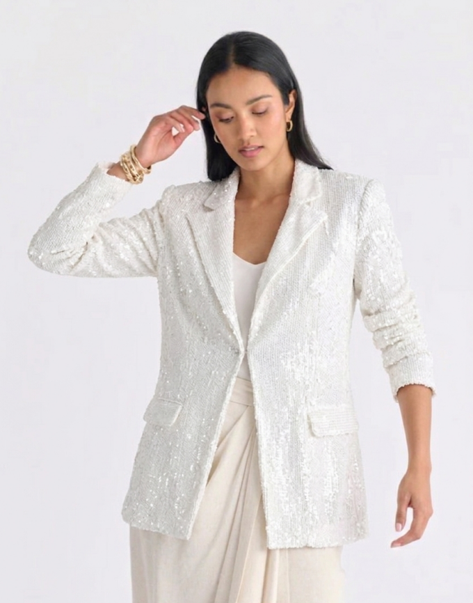 Blazer de Lentejuelas Blancas "Estrella Fugaz"