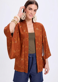 Kimono Terracota con Estampado Floral – Estilo Boho Chic