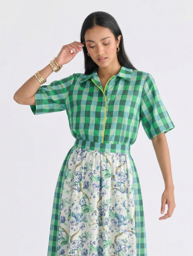 Camisa de Cuadros Vichy en Tonos Verdes – Estilo Casual Fresh