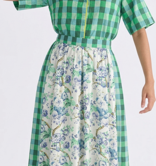 Maxifalda Mix & Match – Estampado Floral y Cuadros Vichy