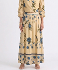 Maxifalda Floral Romántica – Beige con Rosas Azules