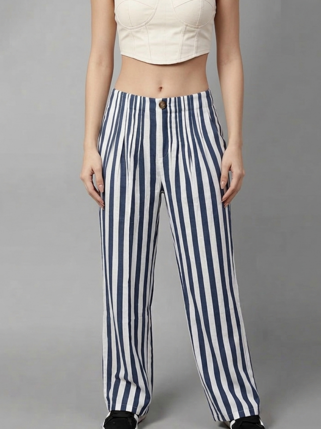 Pantalón Palazzo de Lino a Rayas – Estilo Marinero Sofisticado