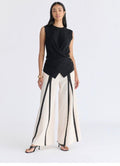 Pantalón Palazzo "Delineado" en Crema y Negro