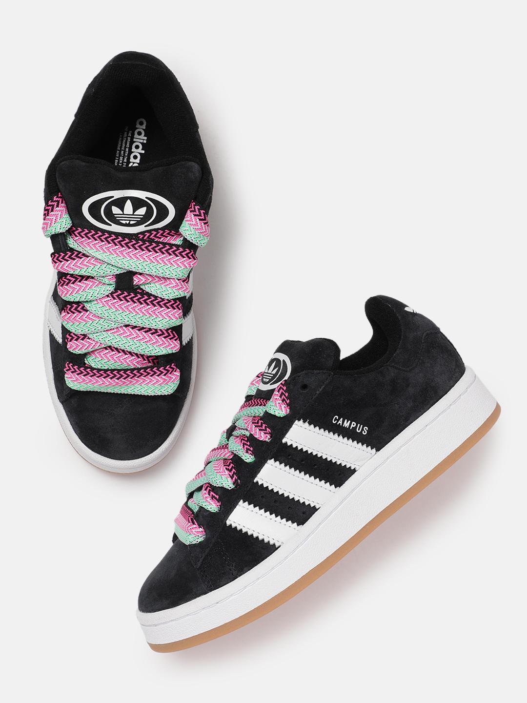 Adidas Campus Negras con Cordones Multicolor – Estilo Urbano y Cómodo